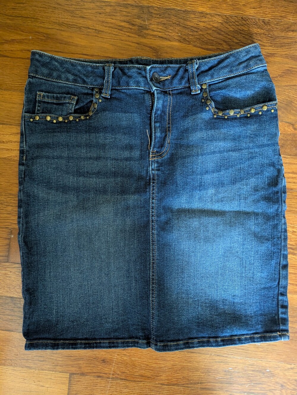 Sonoma Dark Blue Denim Skirt with Stud Trim